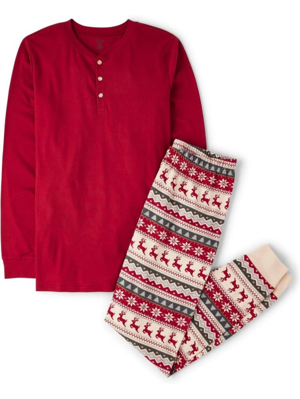 Unisex Holiday Family Matching Pajama Set - 100% Cotton Long Sleeve Top & Pants